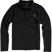 Męskie polo Oakville z długim rękawem, xxl, czarny