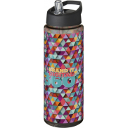 Bidon H2O Vibe o pojemności 850 ml z wieczkiem z dzióbkiem, szary, czarny