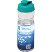 Bidon H2O Eco o pojemności 650 ml z wieczkiem zaciskowym, biały, niebieski