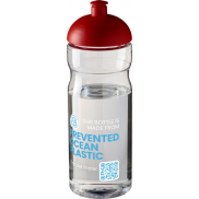 Bidon H2O Eco o pojemności 650 ml z wypukłym wieczkiem, biały, czerwony