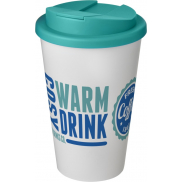 Kubek Americano® 350 ml z pokrywką chroniącą przed rozlaniem, biały, niebieski