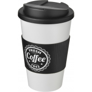 Kubek Americano® 350 ml z uchwytem i pokrywką chroniącą przed rozlaniem, biały, czarny