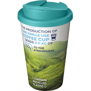 Kubek Brite-Americano® 350 ml z wieczkiem zapobiegającym rozchlapaniu, biały, niebieski