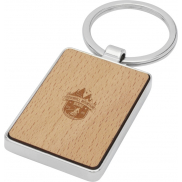 Prostokątny brelok do kluczy Mauro z drewna bukowego, piasek pustyni
