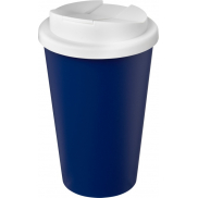 Kubek Americano® Eco z recyklingu o pojemności 350 ml z pokrywą odporną na zalanie, niebieski, biały