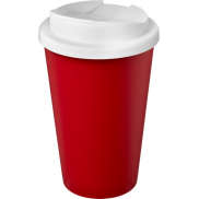 Kubek Americano® Eco z recyklingu o pojemności 350 ml z pokrywą odporną na zalanie, czerwony, biały