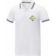 Męska koszulka polo Amarago z kontrastowymi paskami i krótkim rękawem, s, biały