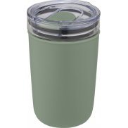 Szklany kubek Bello o pojemności 420 ml z zewnętrzną ścianką z plastiku z recyklingu, zielony