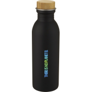 Bidon Kalix o pojemności 650 ml ze stali nierdzewnej, czarny