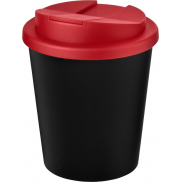 Kubek Americano® Espresso Eco z recyklingu o pojemności 250 ml z pokrywą odporną na zalanie , czarny, czerwony