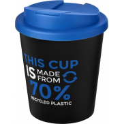 Kubek Americano® Espresso Eco z recyklingu o pojemności 250 ml z pokrywą odporną na zalanie , czarny, niebieski