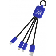 Kabel z podświetlonym logo 3w1 z brelokiem - SCX.design C15, niebieski, czarny