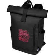 Byron plecak na laptopa 15,6 cala z tworzywa RPET z certyfikatem GRS z zawijanym zamknięciem, 18 l, czarny