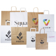 Zestaw próbek z torbami z papieru Kraft, biały