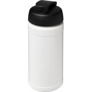 Baseline bidon o pojemności 500 ml z wieczkiem zaciskowym z materiałów z recyklingu, biały, czarny