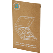 Savvy modułowy kabel do ładowania z tworzyw sztucznych pochodzących z recyklingu z uchwytem na telefon, czarny