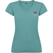 Victoria damska koszulka z krótkim rękawem i dekoltem w serek, s, niebieski