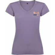 Victoria damska koszulka z krótkim rękawem i dekoltem w serek, 3xl, fioletowy