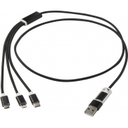 Versatile kabel do ładowania 5-1 z aluminium z recyklingu, czarny