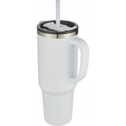 Sydney miedziany kubek próżniowy z podwójnymi ściankami, ze słomką, z certyfikatem RCS 1200 ml, biały