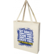 Madras torba na zakupy z bawełny z recyklingu z certyfikatem GRS 140 g/m² z dnem 12L, piasek pustyni