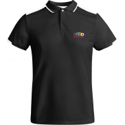 Tamil sportowa koszulka dziecięca polo z krótkim rękawem, 16, czarny, biały