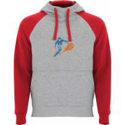 Badet dziecięca dwukolorowa bluza z kapturem, 11/12, szary, czerwony