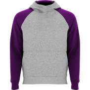 Badet dziecięca dwukolorowa bluza z kapturem, 7/8, szary, fioletowy
