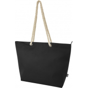 Panama torba termiczna na plażę z uchwytami ze sznurka wykonana z materiałów z recyklingu z certyfikatem GRS 23L, czarny