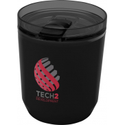 Hudson kubek z podwójnymi ściankami o pojemności 180 ml wykonany z tworzyw sztucznych pochodzących z recyklingu, czarny