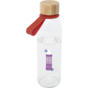 Szklana butelka na wodę Porto o pojemności 500 ml, z silikonowym uchwytem i z bambusową zakrętką, pomarańczowy