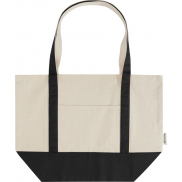 Sam torba na zakupy z bawełny z recyklingu z certyfikatem GRS o gramaturze 320 g/m², czarny, piasek pustyni