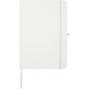 Teak notatnik A5 z twardą okładką z materiałów z recyklingu i stronami w linie, biały