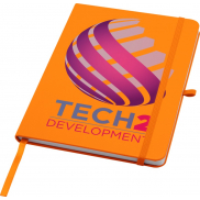 Teak notatnik A5 z twardą okładką z materiałów z recyklingu i stronami w linie, pomarańczowy