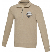 Tin sweter unisex Aware™ z materiałów z recyklingu z zamkiem błyskawicznym na 1/4 długości , l, piasek pustyni