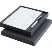 Legato Elegance zestaw notatnik A5 w twardej okładce z długopisem żelowym, biały, czarny