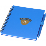 Niove zestaw notatnik w miękkiej okładce z tworzyw sztucznych pochodzących z recyklingu i długopis (niebieski tusz), niebieski