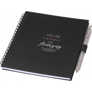 Niove zestaw notatnik w miękkiej okładce z tworzyw sztucznych pochodzących z recyklingu i długopis (niebieski tusz), czarny