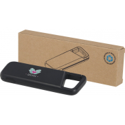 Alkes wodoodporny powerbank z karabińczykiem o pojemności 5000 mAh i mocy 12 W, wykonany z tworzyw sztucznych pochodzących z rec