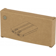 Adhil powerbank o pojemności 10.000 mAh i mocy 10 W z tworzyw sztucznych pochodzących z recyklilngu z 2 wbudowanymi kablami, cza