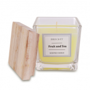 Świeczka z drewnianą przykrywką Alcamo, brązowy/transparentny