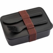 Lunch box ze sztućcami 600 ml VIGO - czarny