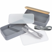 Lunch box 2x600 ml ze sztućcami PESCARA - szary