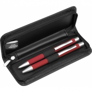 Zestaw piśmienny długopis i ołówek automatyczny soft touch UPPSALA - czerwony