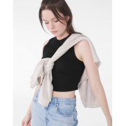 Tank Crop Micro Rib - solid white blend