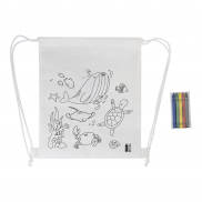 Worek ze sznurkiem do kolorowania RPET, morski - biały