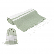Ręcznik plażowy z recyklingowanej bawełny i torba ze ściągaczem - zielony