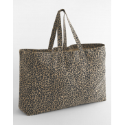 Płócienna torba tote oversize w panterkę