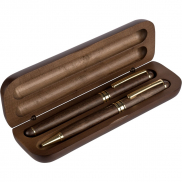 Zestaw piśmienniczy, długopis i pióro kulkowe - brązowy