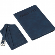 Zestaw podrożny: etui do paszportu i zawieszka do bagażu - niebieski